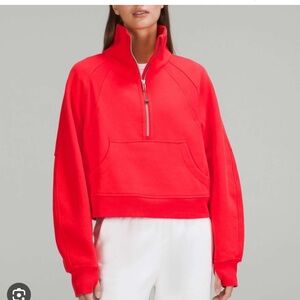 Lululemon carnation red Scuba Oversized Funnel-Neck Half Zip size M/L
